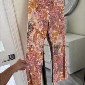 Beach Riot Floral Paisley Boot Cut Pants in Pink & Mustard